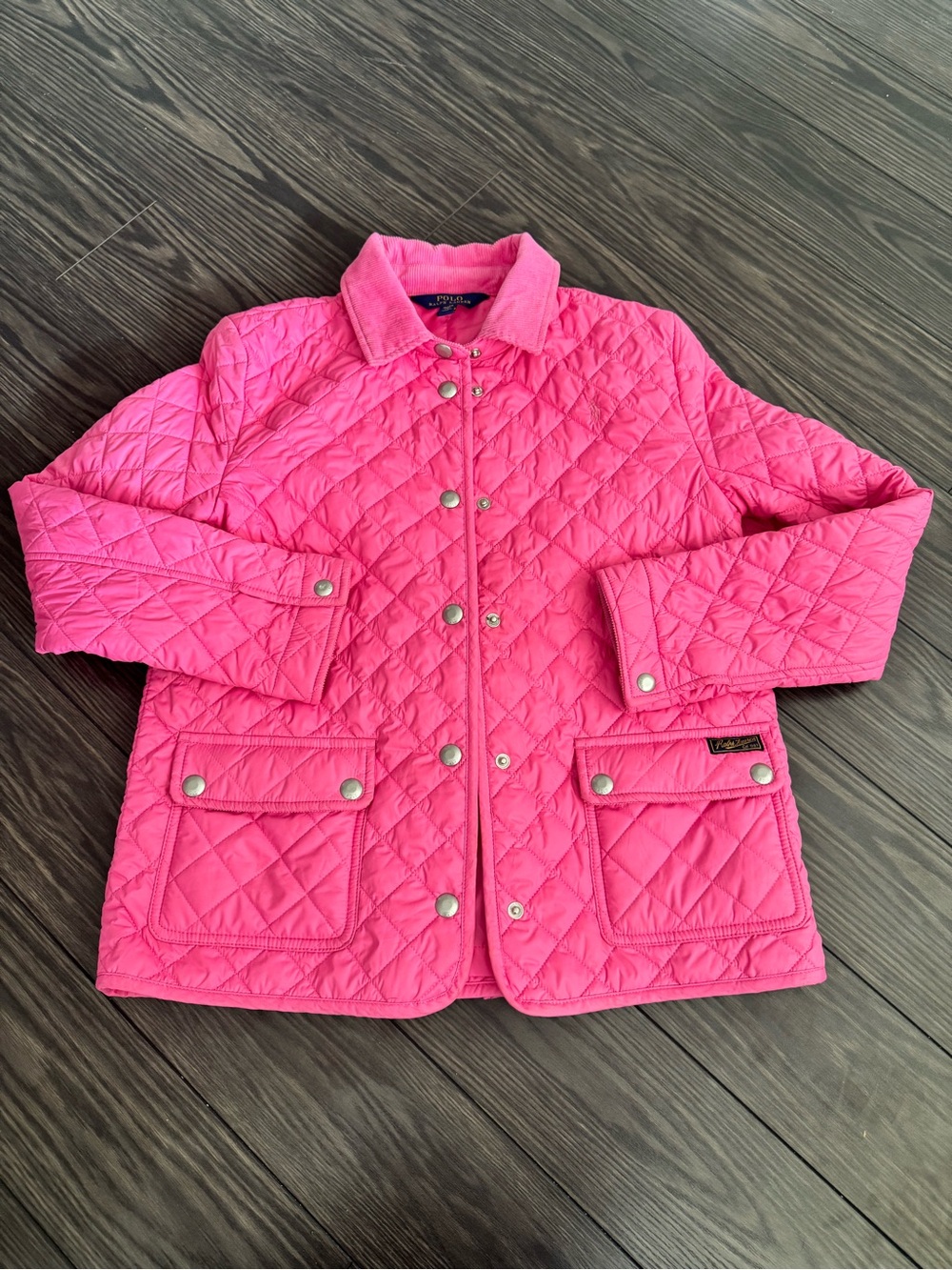 Polo Ralph Lauren Girls Pink Quilted Barn Jacket Size XL 16 Equestrian Trendy